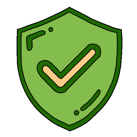 Animated shield with check mark that grows and shrinks