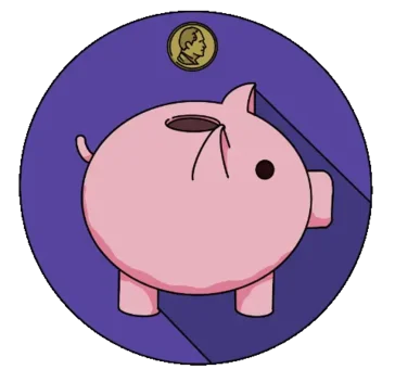 Piggy bank with money saving concept for affordable web development