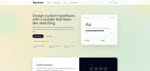 Build A Font landing page preview